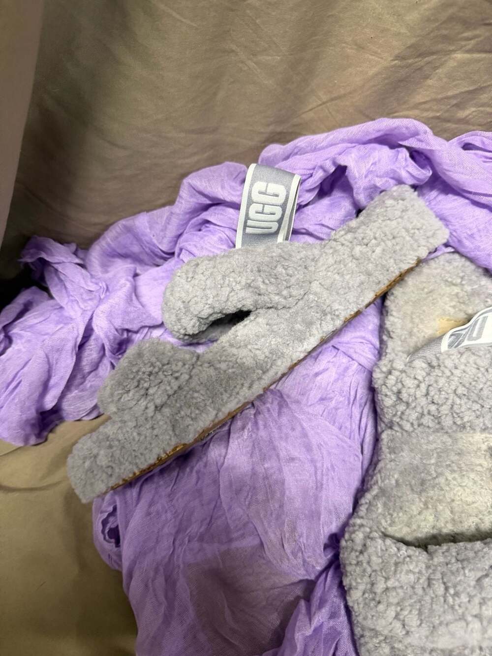 UGG Oh Yeah Sheepskin Slide Slippers in Grey